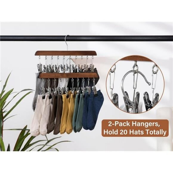 Closet Hat Organizer Rack Set for Baseball Caps with Adjustable Clips 2 Pack - Picture 5 of 7